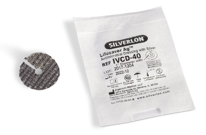 Silverlon Lifesaver IVCD-40 2,5 cm diametru cu o gaură de 4,0 mm 1 buc pansament pentru puncție centrală